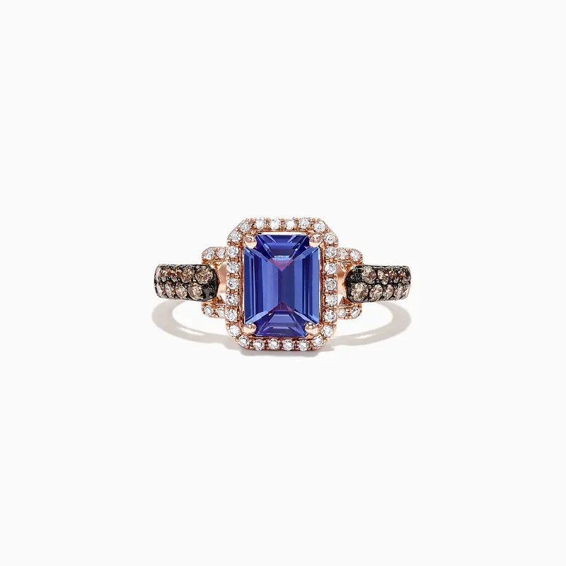Nahla Siri 14K Rose Gold Emerald Cut Tanzanite and Diamond Ring, 1.72 TCW sold by Effy