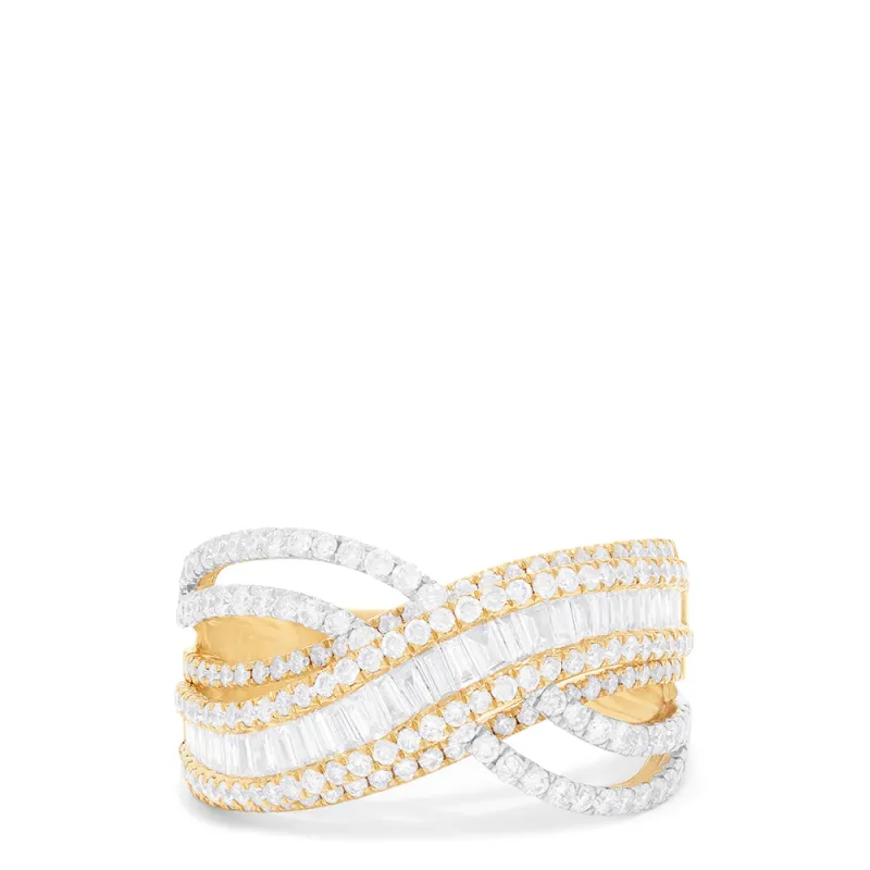 Duo 14K White and Yellow Gold Diamond Crossover Ring, 1.41 TCW sold by Effy