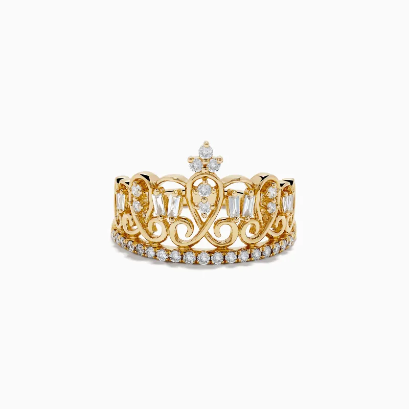 D'Oro 14K Yellow Gold Diamond Accented Crown Ring, 0.41 TCW sold by Effy