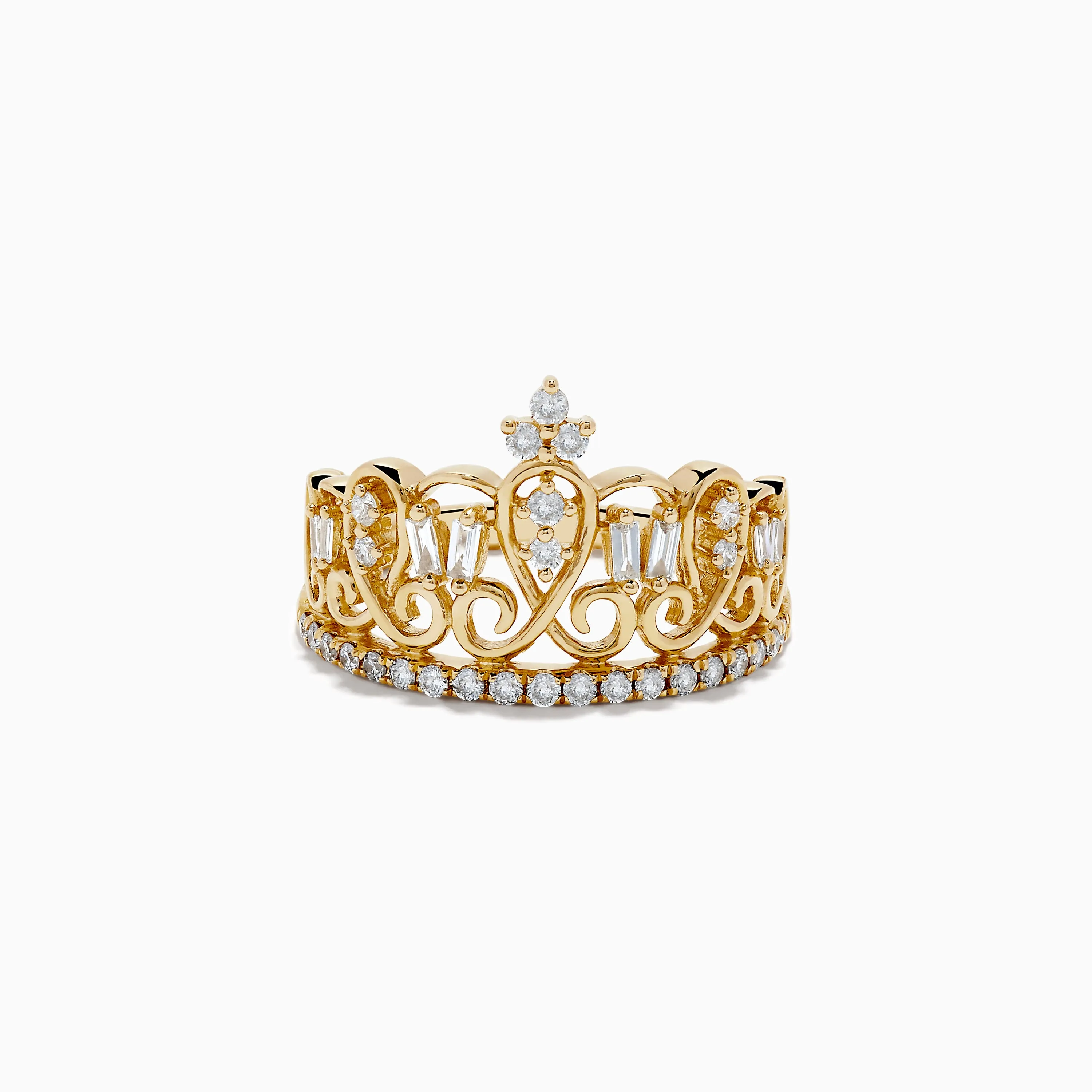 D'Oro 14K Yellow Gold Diamond Accented Crown Ring, 0.41 TCW sold by Effy