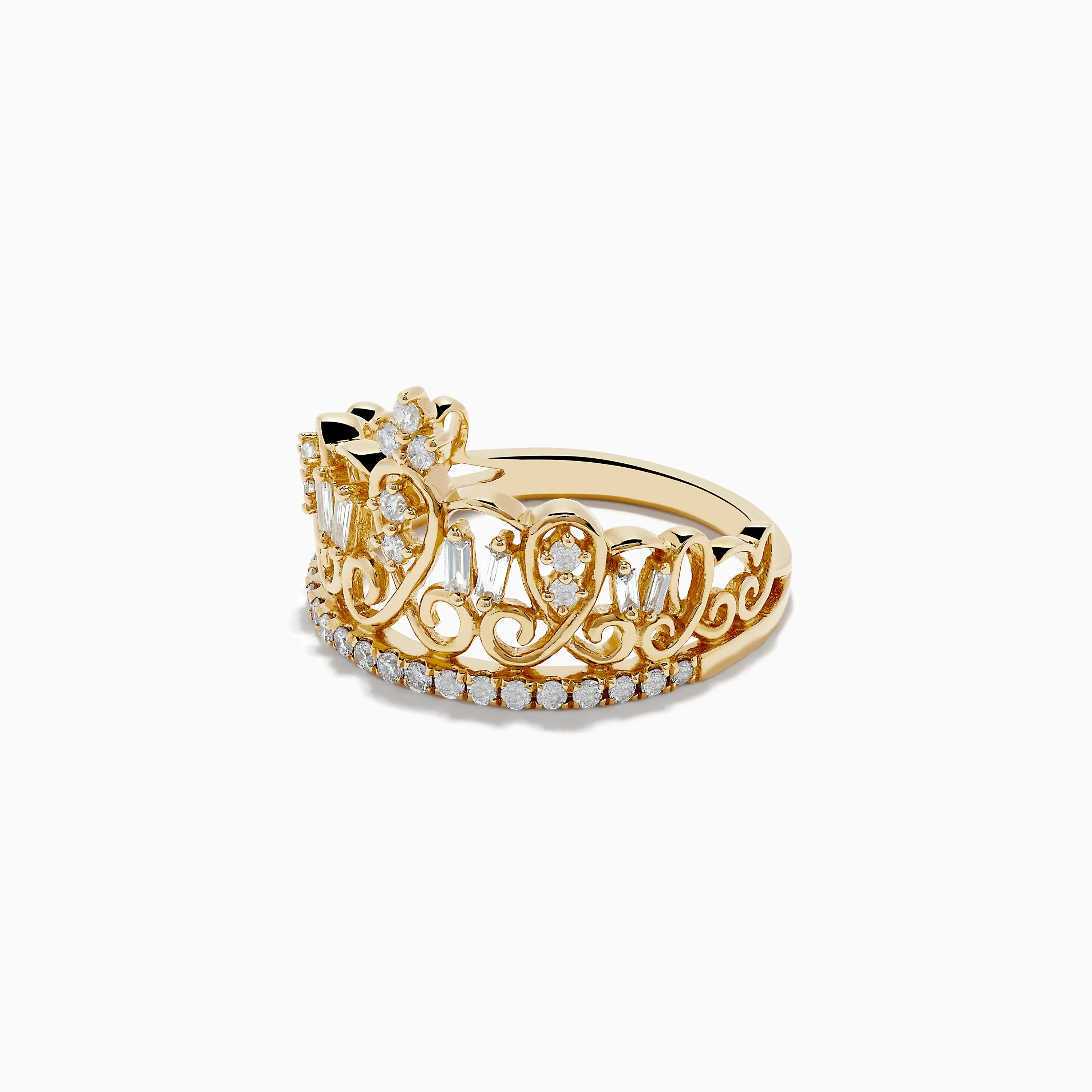 D'Oro 14K Yellow Gold Diamond Accented Crown Ring, 0.41 TCW sold by Effy product image thumbnail 2