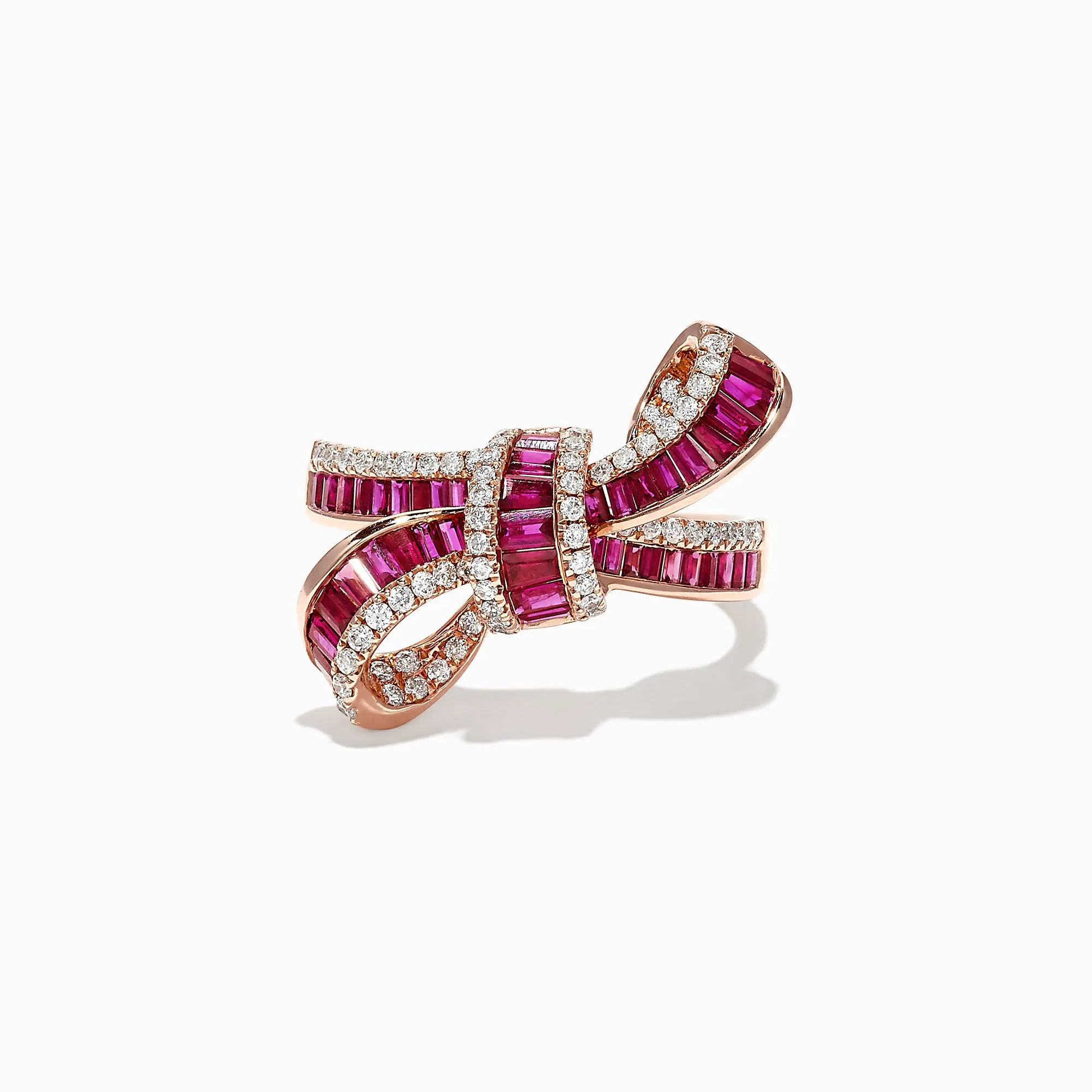 Ruby Royale 14K Rose Gold Ruby and Diamond Bow Ring, 1.61 TCW sold by Effy