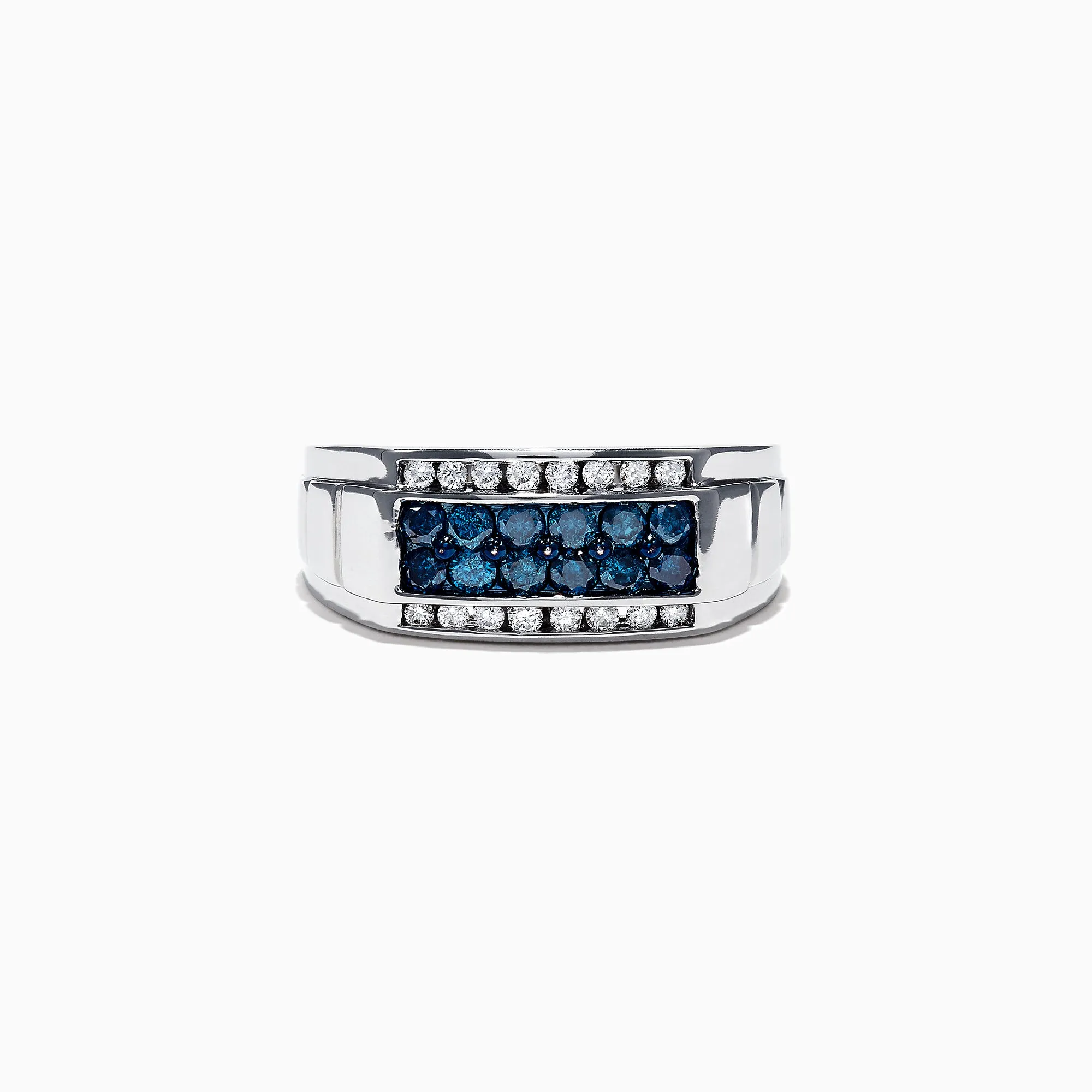 Men's 14K White Gold Blue and White Diamond Ring, 1.0 TCW sold by Effy