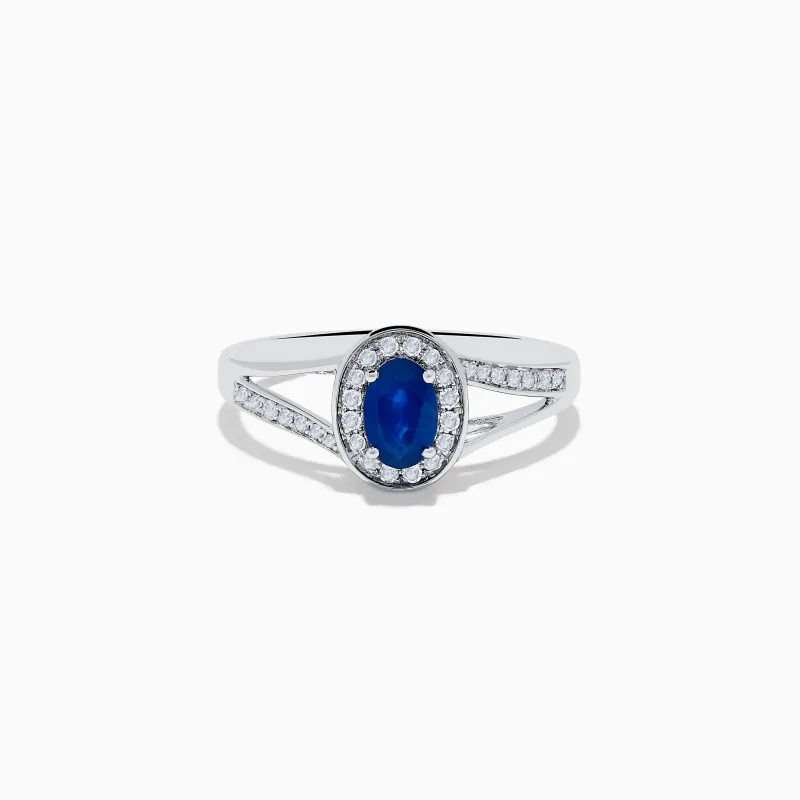 Royale Bleu 14K White Gold Sapphire and Diamond Ring, 0.70 TCW sold by Effy