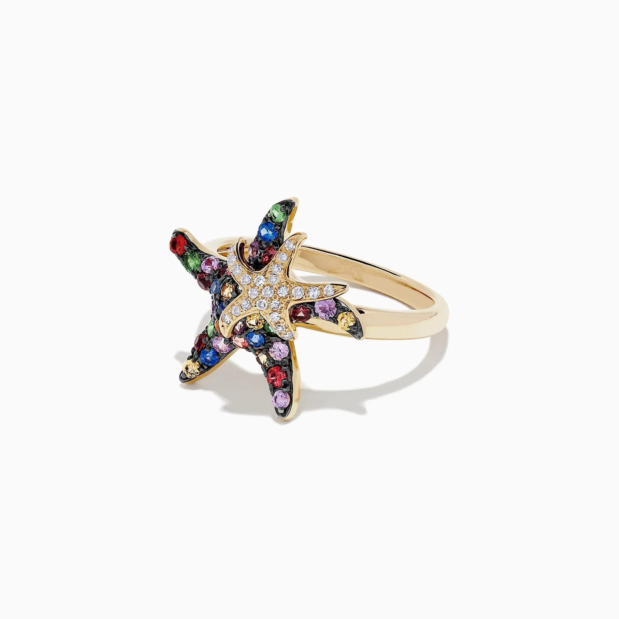 Watercolors 14K Yellow Gold Sapphire & Diamond Starfish Ring, 0.84 TCW sold by Effy product image thumbnail 2