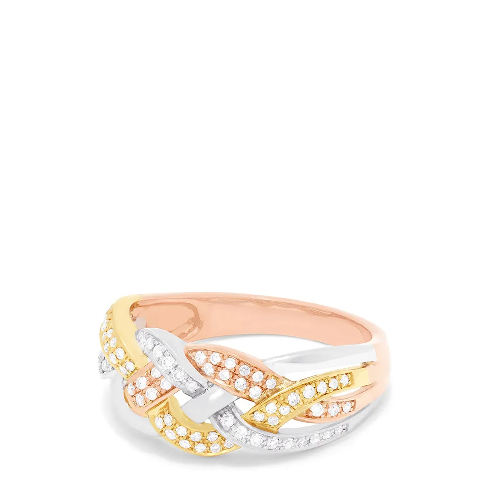 Trio 14K Tri Color Gold Diamond Braid Ring, 0.29 TCW sold by Effy product image thumbnail 2