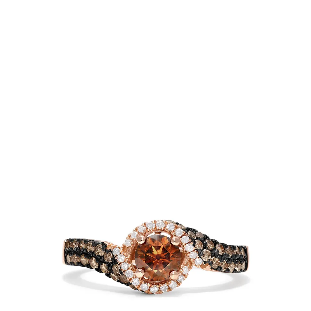 14K Rose Gold Espresso and White Diamond Ring, 0.93 TCW sold by Effy