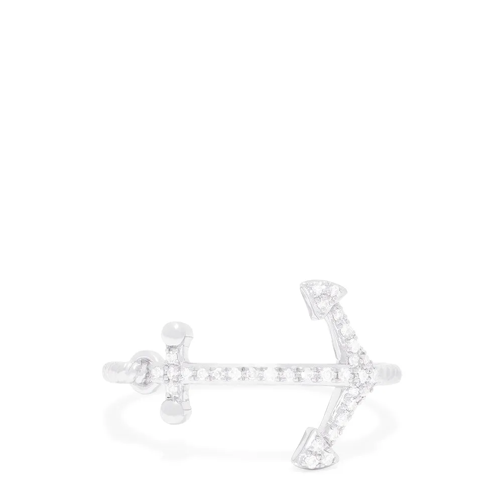 Novelty 14K White Gold Diamond Anchor Ring, 0.12 TCW sold by Effy