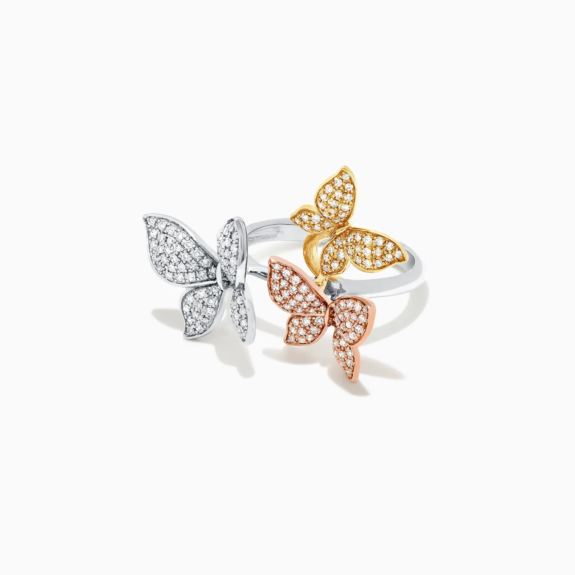 Trio 14K Tri Color Gold Diamond Butterfly Ring, 0.66 TCW sold by Effy