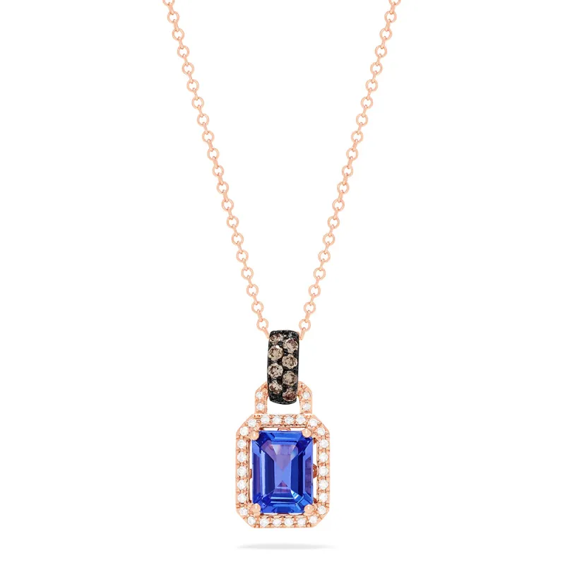 14K Rose Gold Emerald Cut Tanzanite and Diamond Pendant, 1.56 TCW sold by Effy