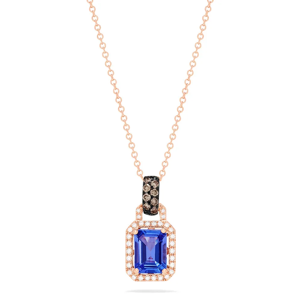 14K Rose Gold Emerald Cut Tanzanite and Diamond Pendant, 1.56 TCW sold by Effy