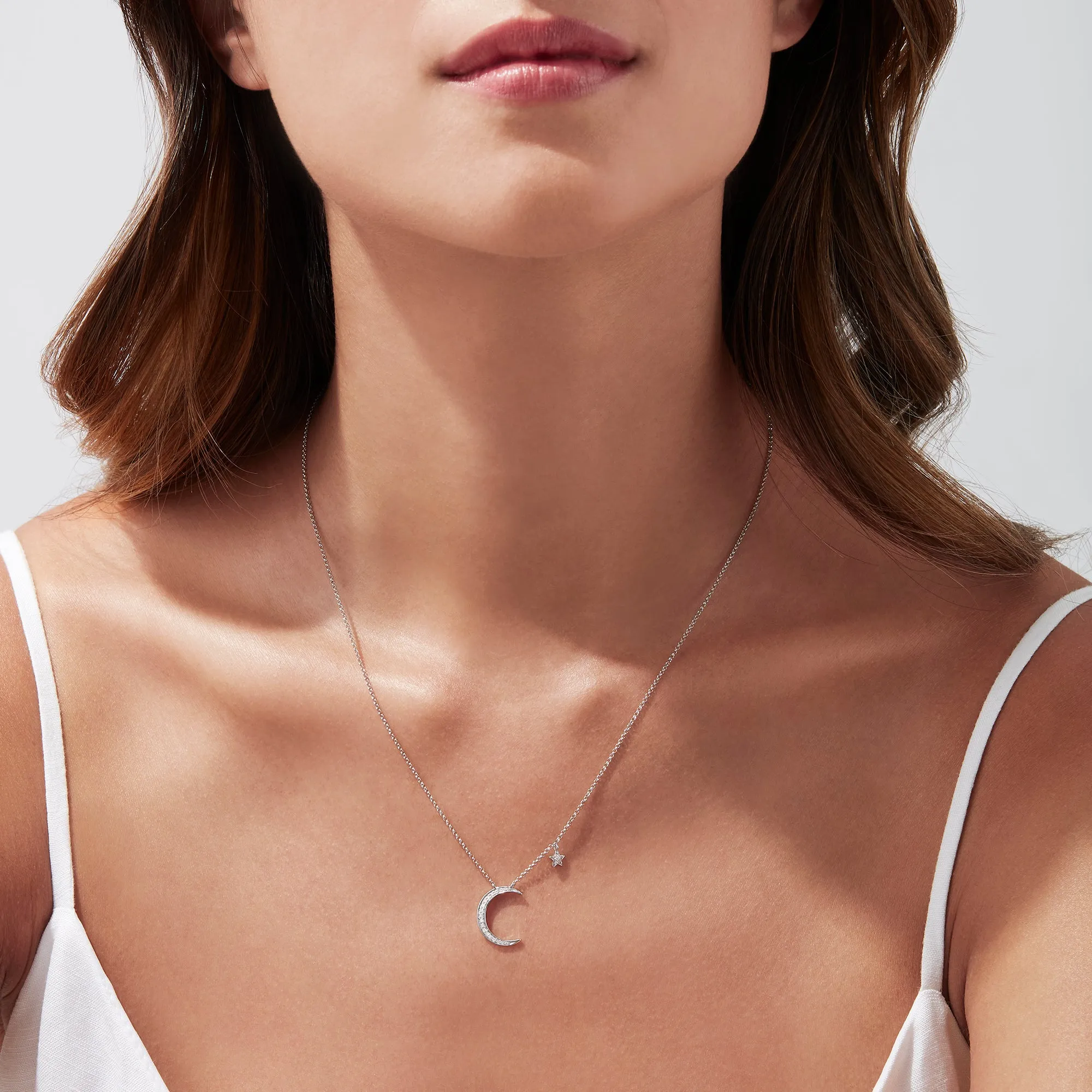 Novelty 14K White Gold Diamond Crescent & Star Necklace, 0.09 TCW sold by Effy product image thumbnail 2