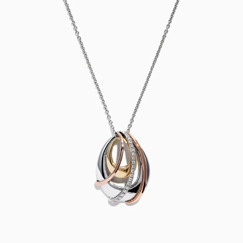Trio 14K Tri Color Gold Diamond Pendant, 0.11 TCW sold by Effy