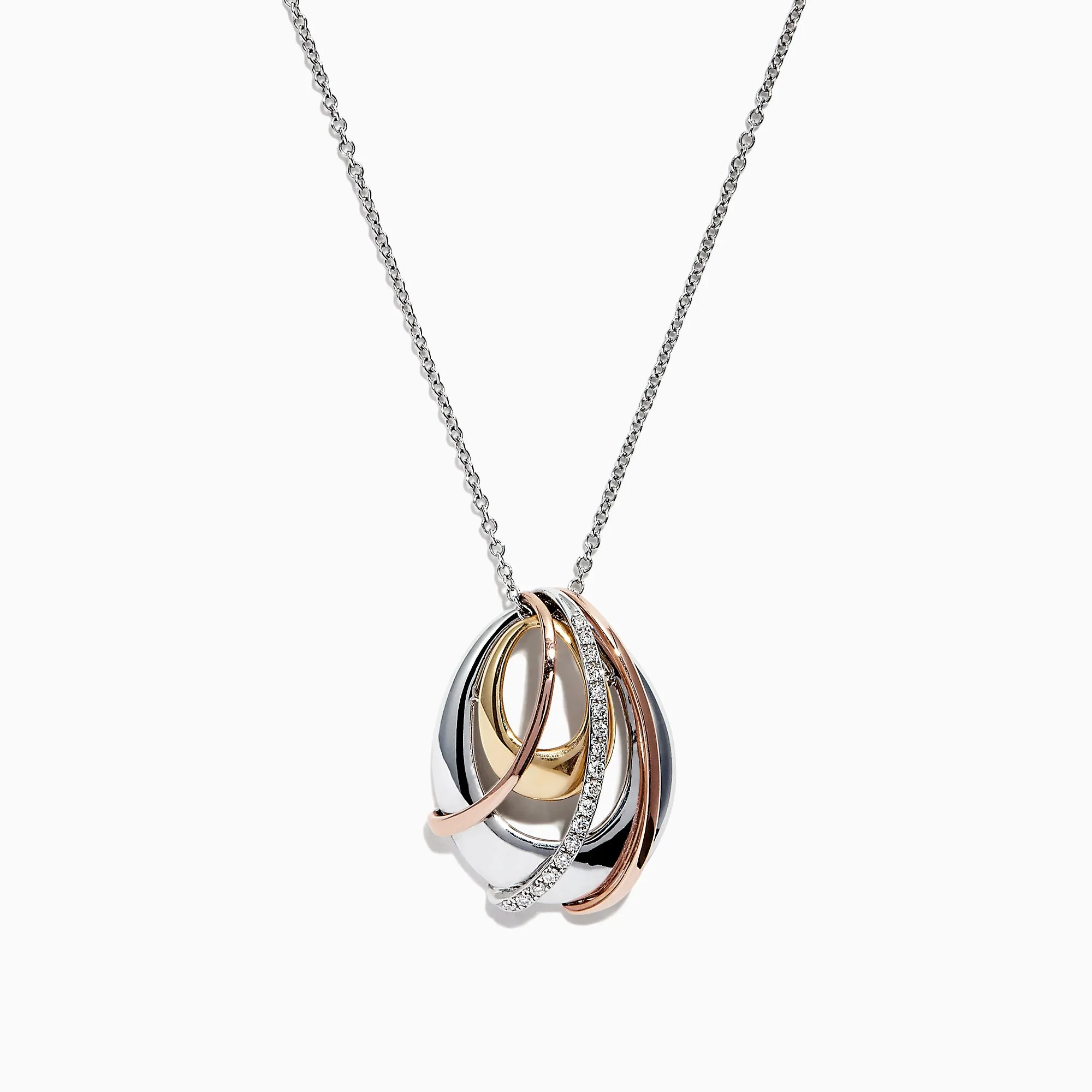 Trio 14K Tri Color Gold Diamond Pendant, 0.11 TCW sold by Effy