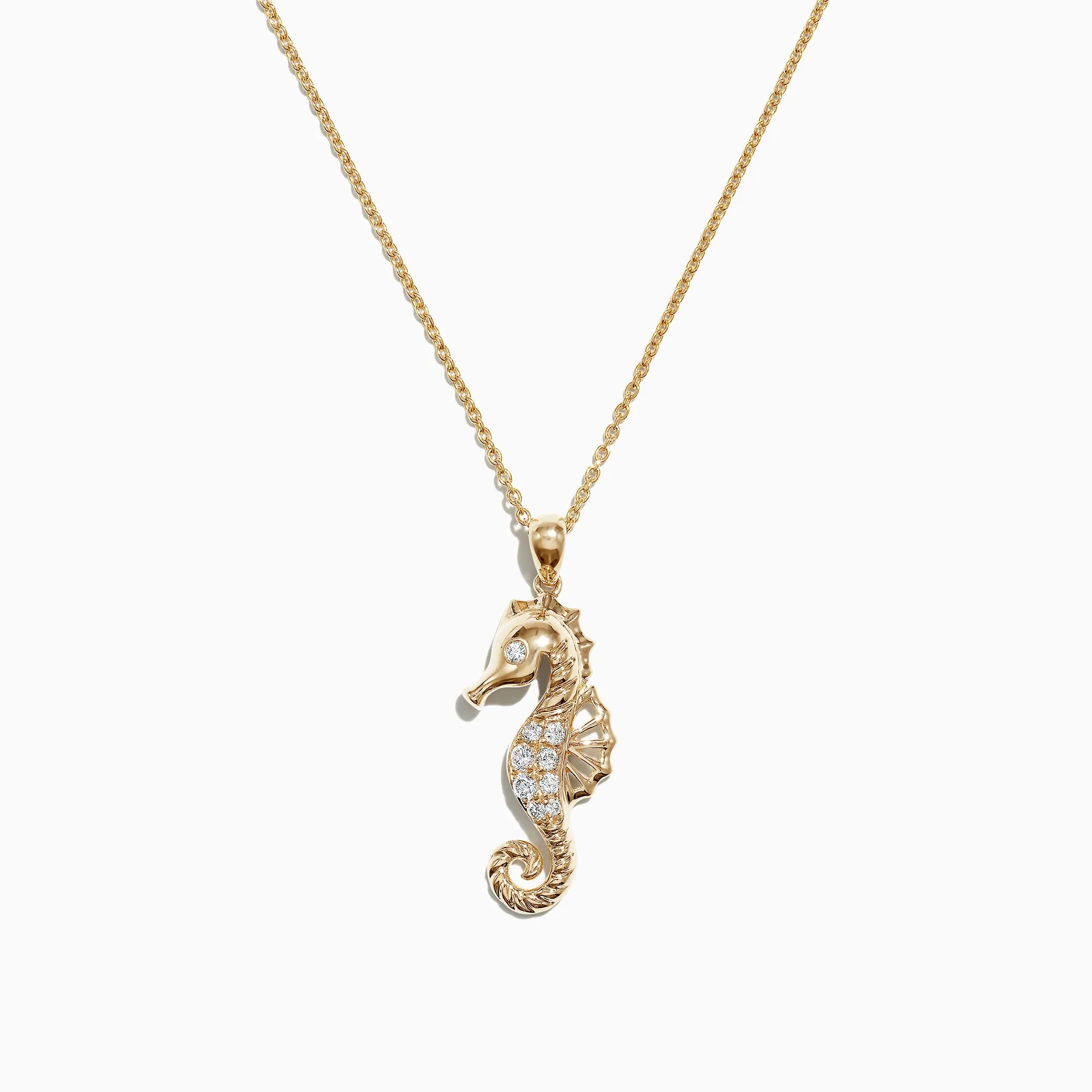 Seaside 14K Yellow Gold Diamond Seahorse Pendant, 0.15 TCW sold by Effy