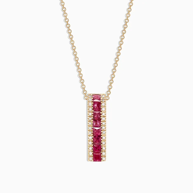 Ruby Royale 14K Yellow Gold Princess Cut Ruby Pendant, 1.17 TCW sold by Effy
