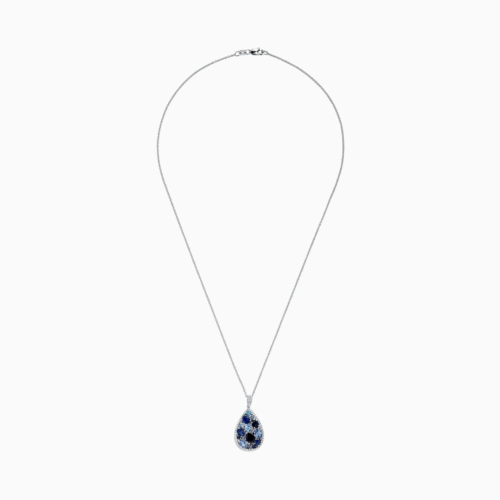 14K White Gold Sapphire and Diamond Drop Pendant, 3.80 TCW sold by Effy product image thumbnail 2
