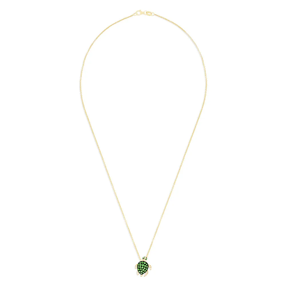 Safari 14K Yellow Gold Tsavorite and Diamond Mini Turtle Pendant sold by Effy product image thumbnail 2