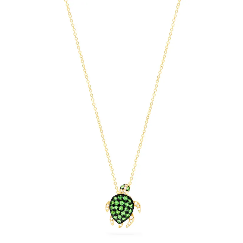 Safari 14K Yellow Gold Tsavorite and Diamond Mini Turtle Pendant sold by Effy