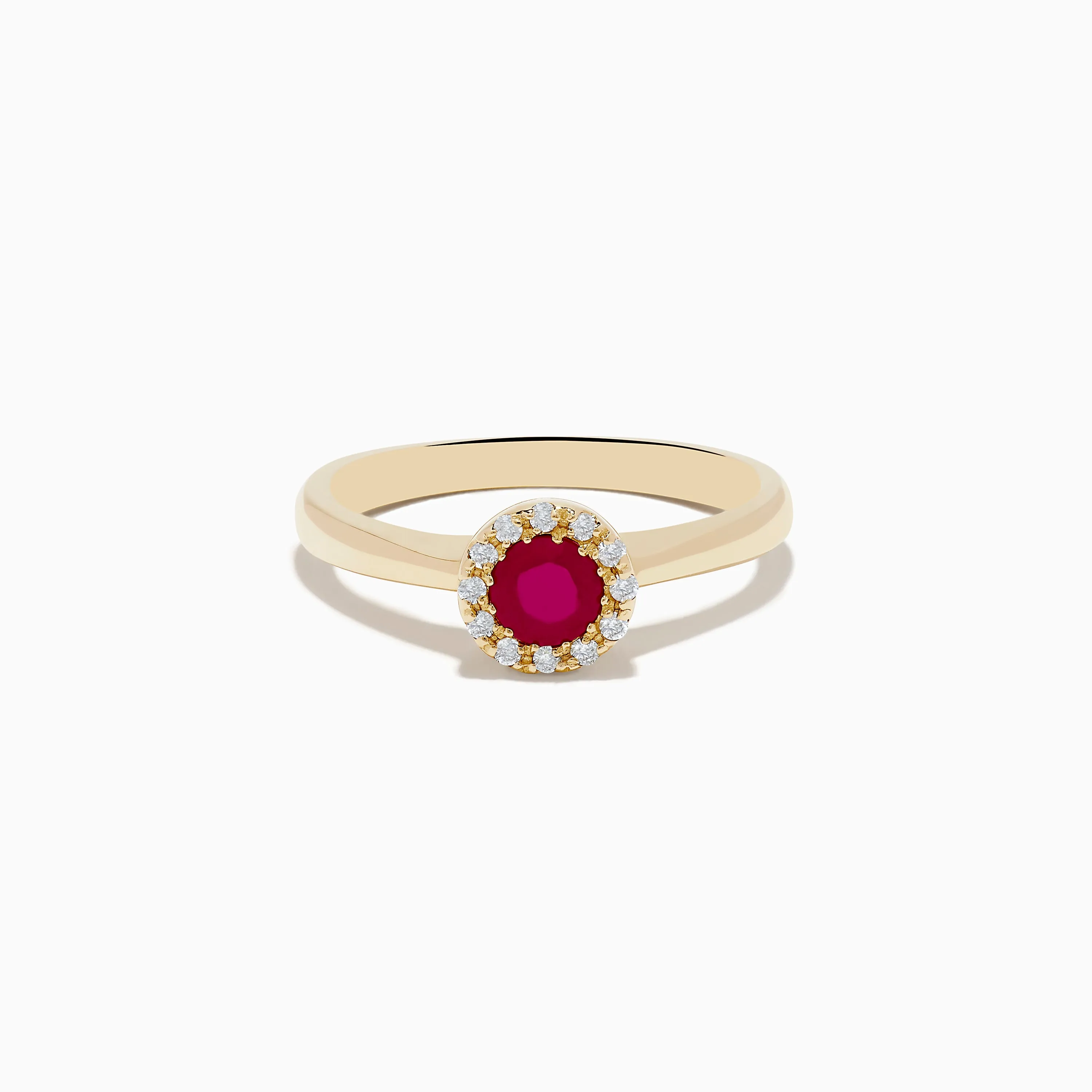 Ruby Royale 14K Yellow Gold Round Diamond Halo Ruby Ring, 0.52 TCW sold by Effy