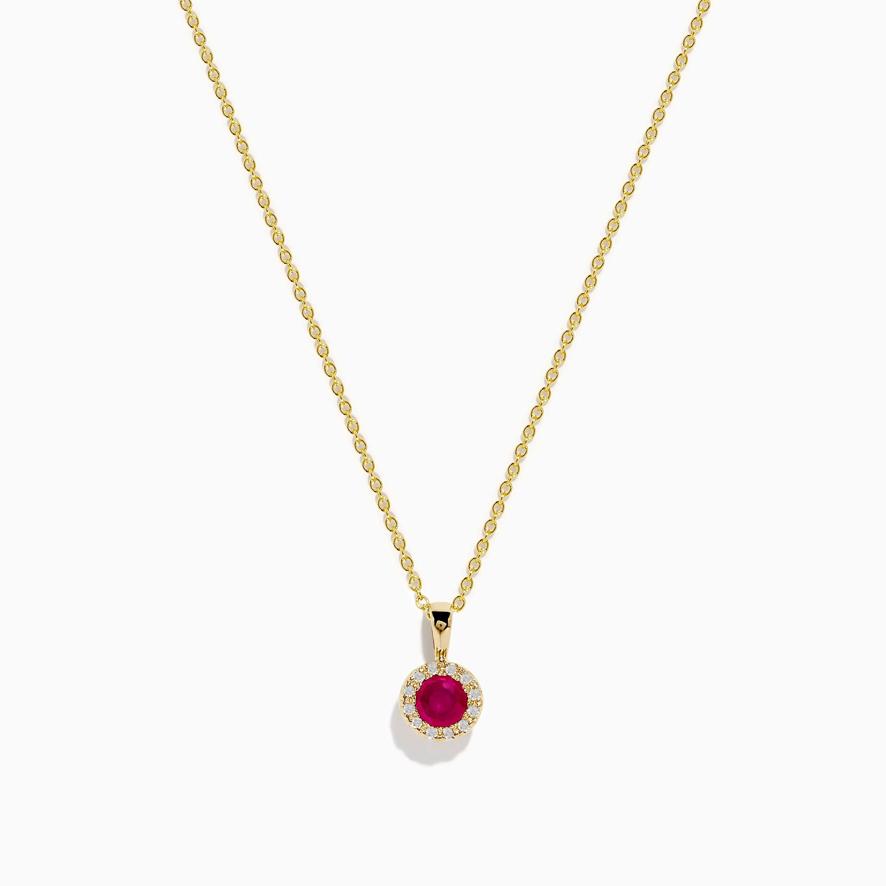 Ruby Royale 14K Yellow Gold Round Diamond Halo Ruby Pendant, 0.49 TCW sold by Effy