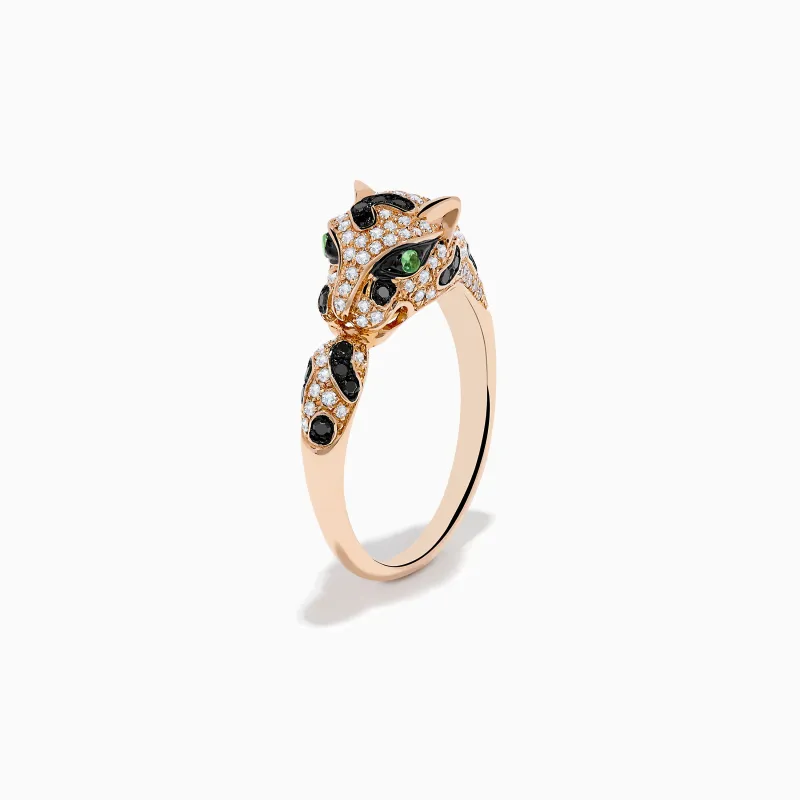 Signature 14K Rose Gold Diamond and Garnet Panther Ring, 0.56 TCW sold by Effy