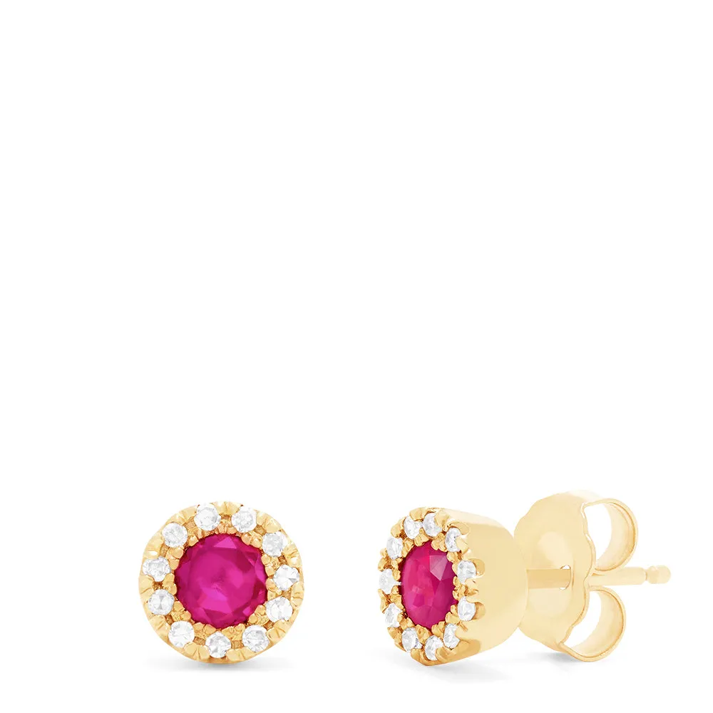 Ruby Royale 14K Yellow Gold Round Diamond Halo Ruby Stud Earrings, 0.47 TCW sold by Effy product image thumbnail 2