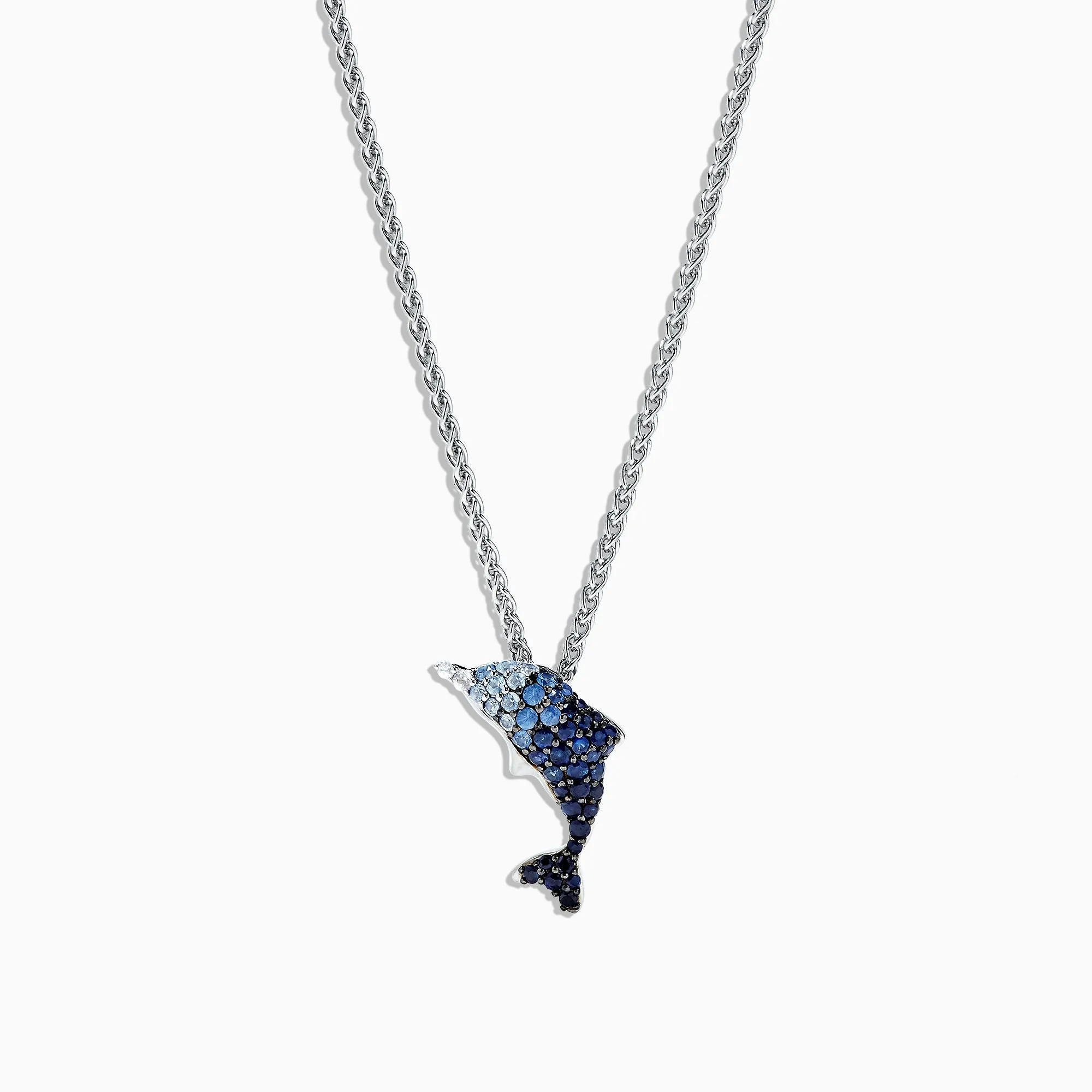 925 Sterling Silver Sapphire Splash Dolphin Pendant, 1.30 TCW sold by Effy