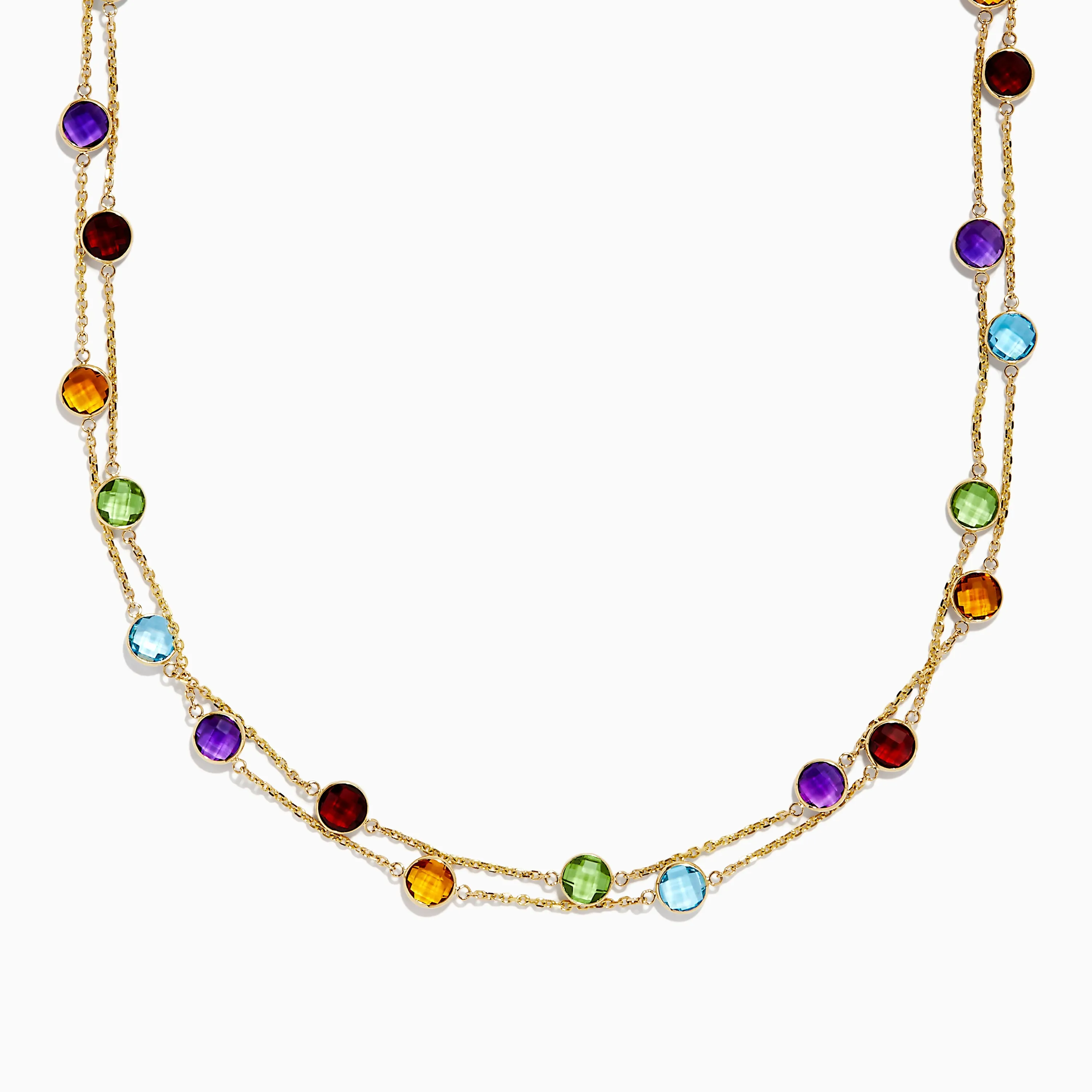 14K Yellow Gold Multi Gemstone Station Necklace, 28.93 TCW sold by Effy