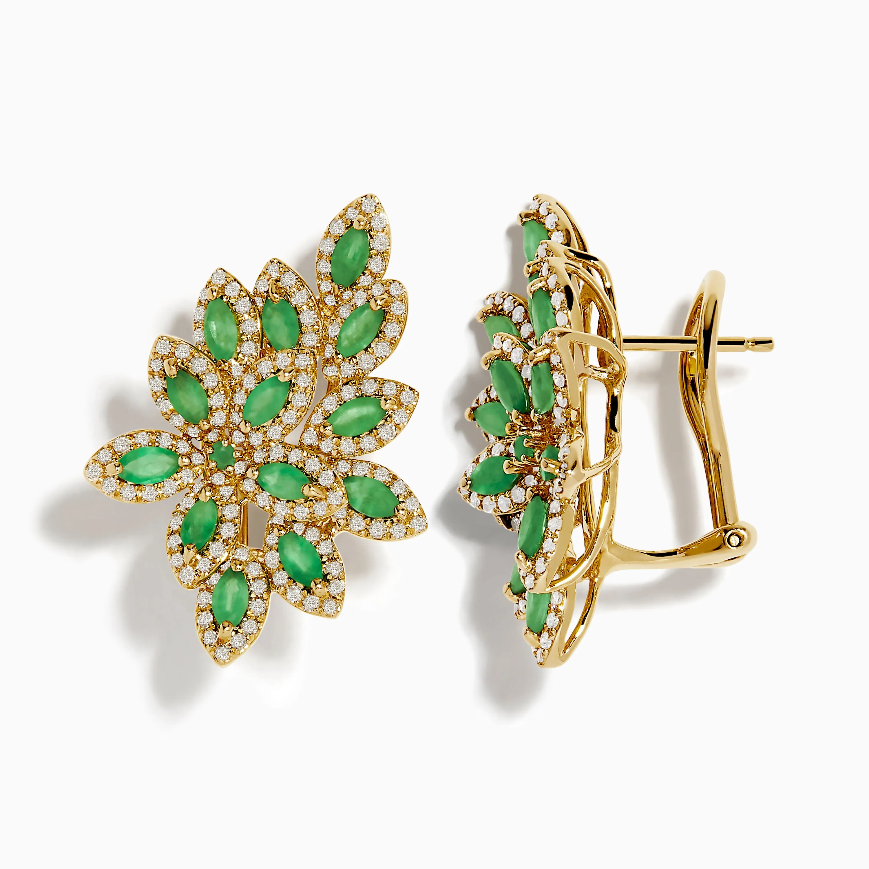 14K Yellow Gold French Clip Emerald and Diamond Statement Earrings, 2.95 TCW sold by Effy product image thumbnail 2