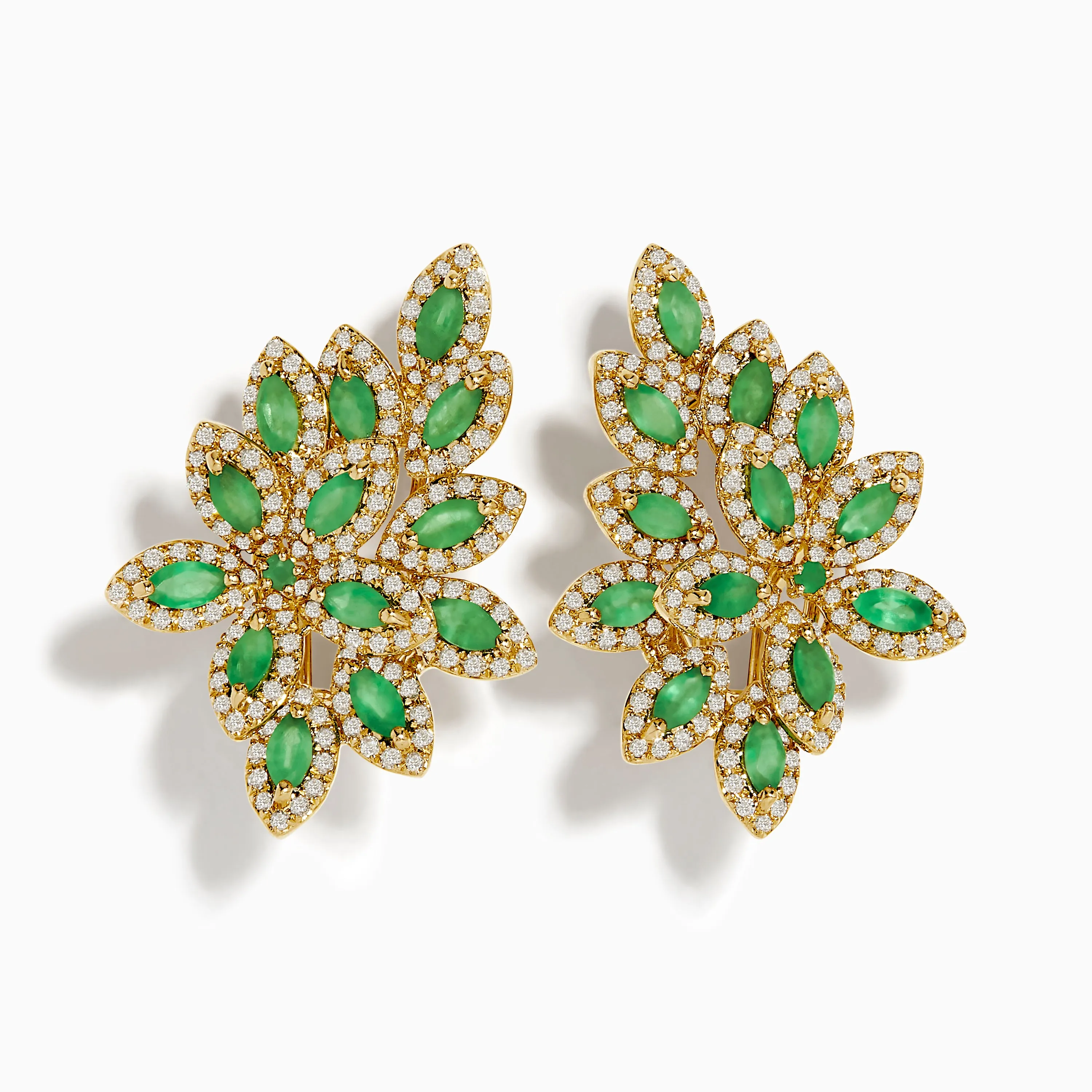 14K Yellow Gold French Clip Emerald and Diamond Statement Earrings, 2.95 TCW sold by Effy