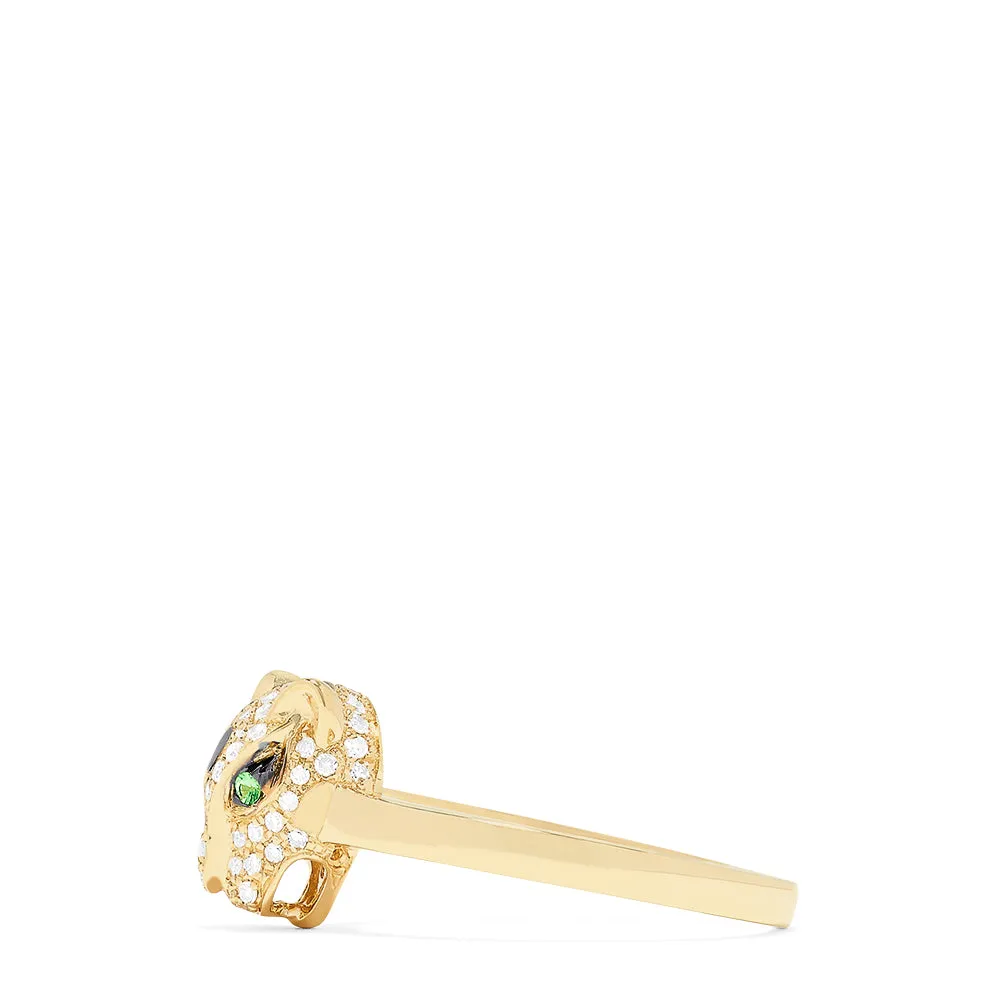14K Yellow Gold Diamond and Tsavorite Panther Ring, 0.25 TCW sold by Effy product image thumbnail 3
