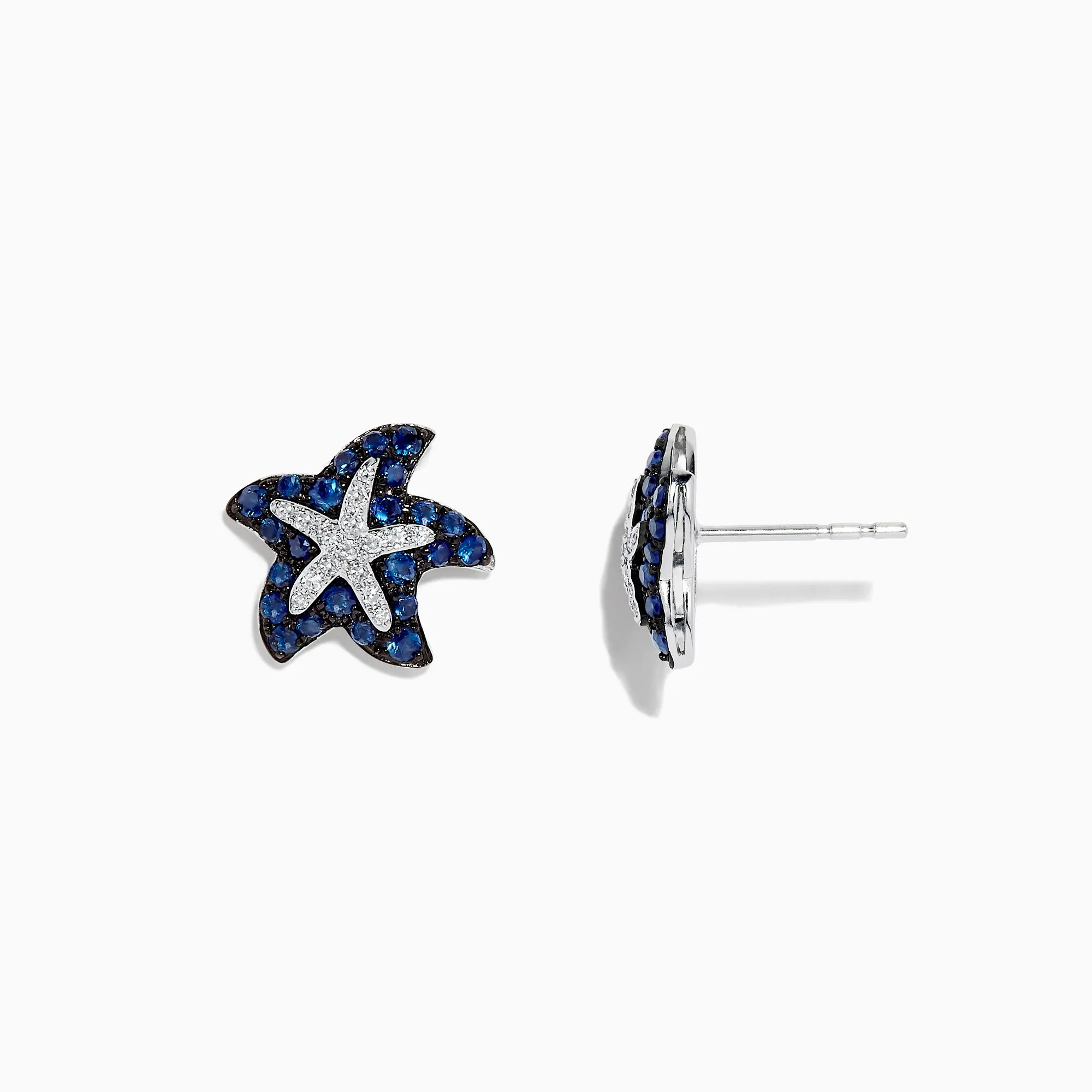 Seaside 14K White Gold Sapphire & Diamond Starfish Studs, 0.82 TCW sold by Effy product image thumbnail 2