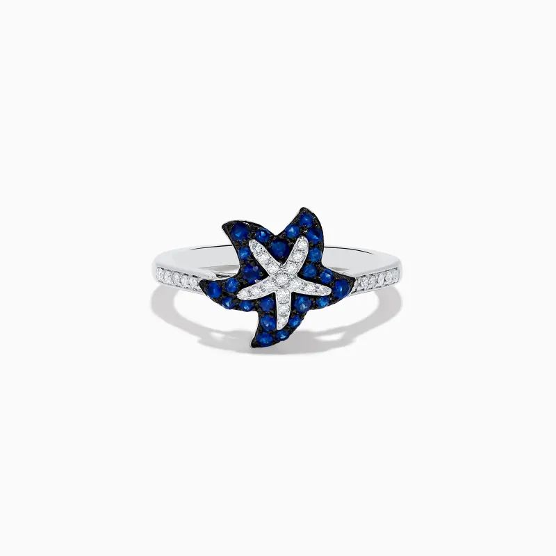 Seaside 14K White Gold Sapphire & Diamond Starfish Ring, 0.46 TCW sold by Effy