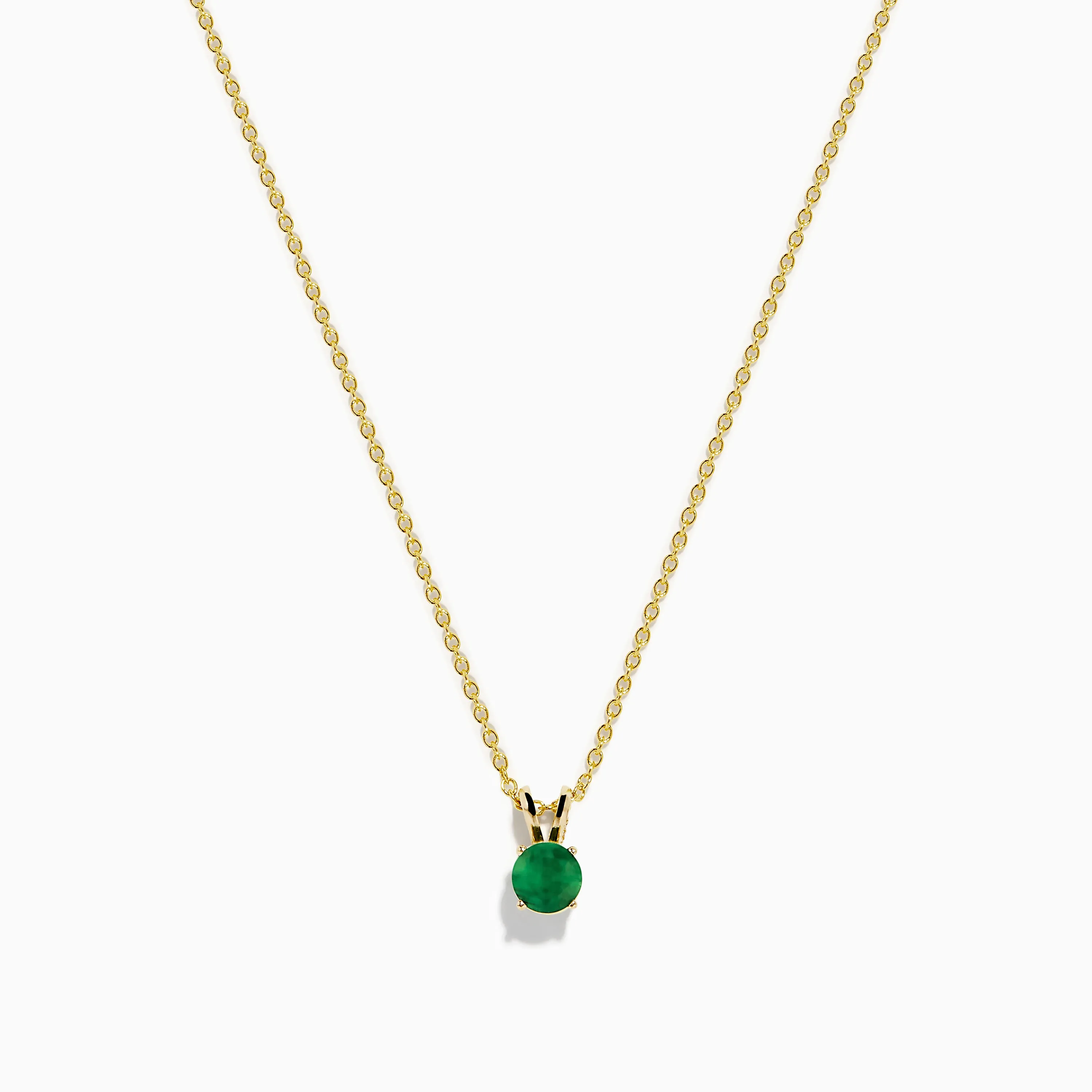 14K Yellow Gold Solitaire Round Emerald Pendant, 0.48 TCW sold by Effy
