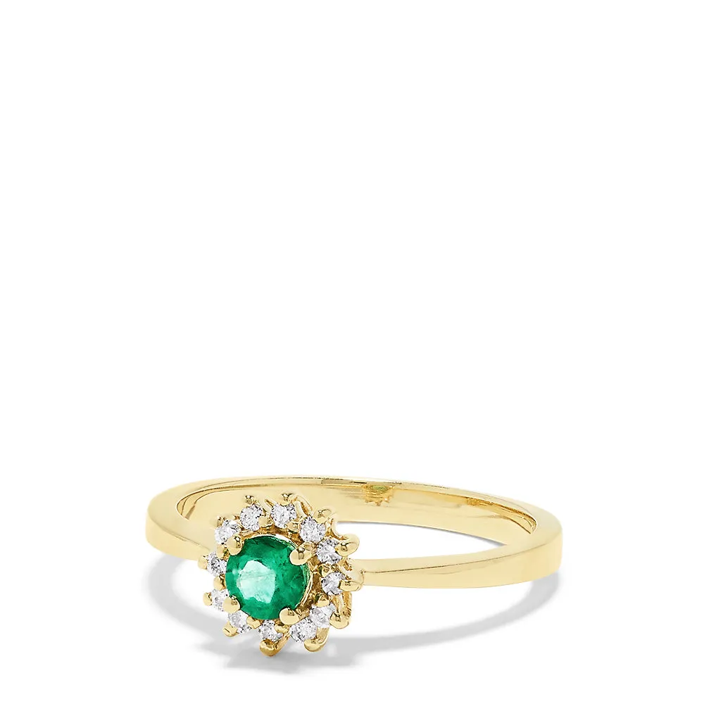 14K Yellow Gold Emerald and Diamond Ring, 0.36 TCW sold by Effy product image thumbnail 2