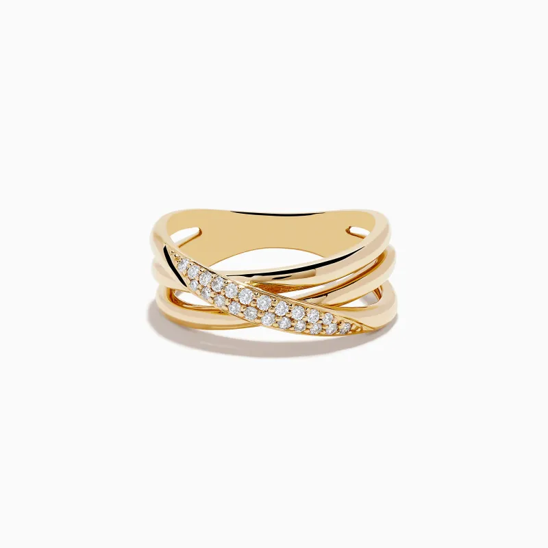D'Oro 14K Yellow Gold Diamond Crossover Ring, 0.18 TCW sold by Effy