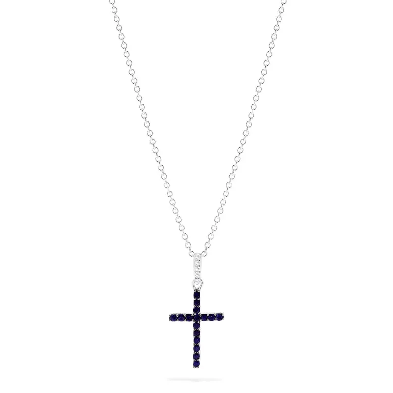 Novelty 14K White Gold Sapphire and Diamond Cross Pendant, 0.19 TCW sold by Effy