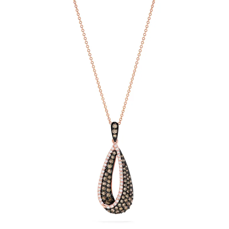 14K Rose Gold Espresso and White Diamond Drop Pendant, 0.86 TCW sold by Effy