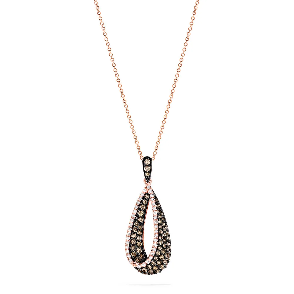 14K Rose Gold Espresso and White Diamond Drop Pendant, 0.86 TCW sold by Effy