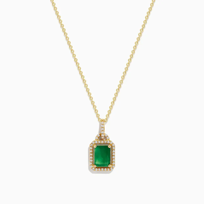 Brasilica 14K Yellow Gold Emerald & Diamond Pendant, 1.62 TWC sold by Effy