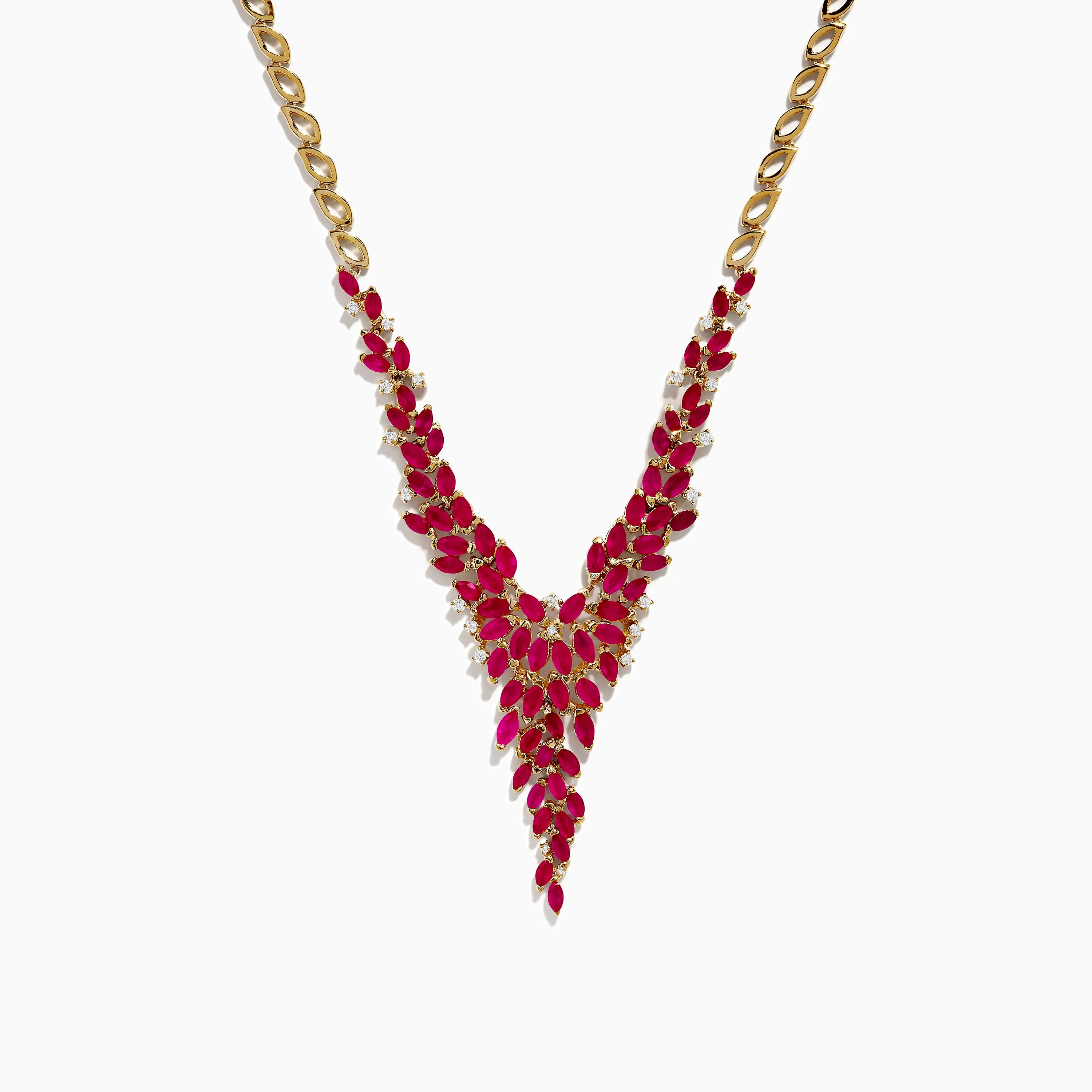 Ruby Royale 14K Yellow Gold V Shape Ruby Statement Necklace, 9.87 TCW sold by Effy