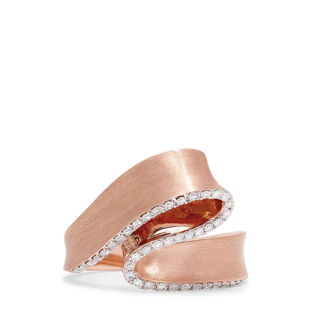 Pave Rose 14K Rose Gold Diamond Ribbon Ring, 0.26 TCW sold by Effy