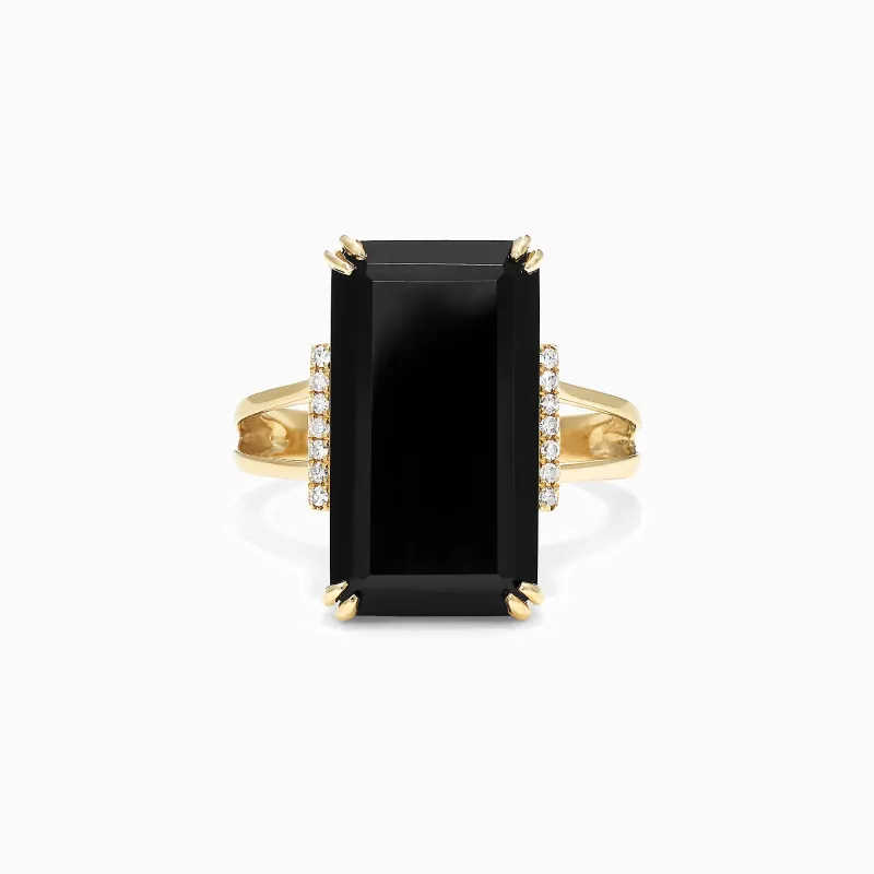 Eclipse 14K Yellow Gold Onyx and Diamond Ring, 9.65 TCW sold by Effy