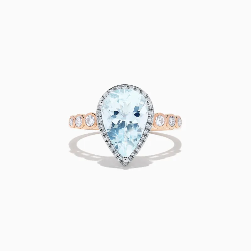 Aquarius 14K Rose & White Gold Aquamarine and Diamond Ring, 2.76 TCW sold by Effy