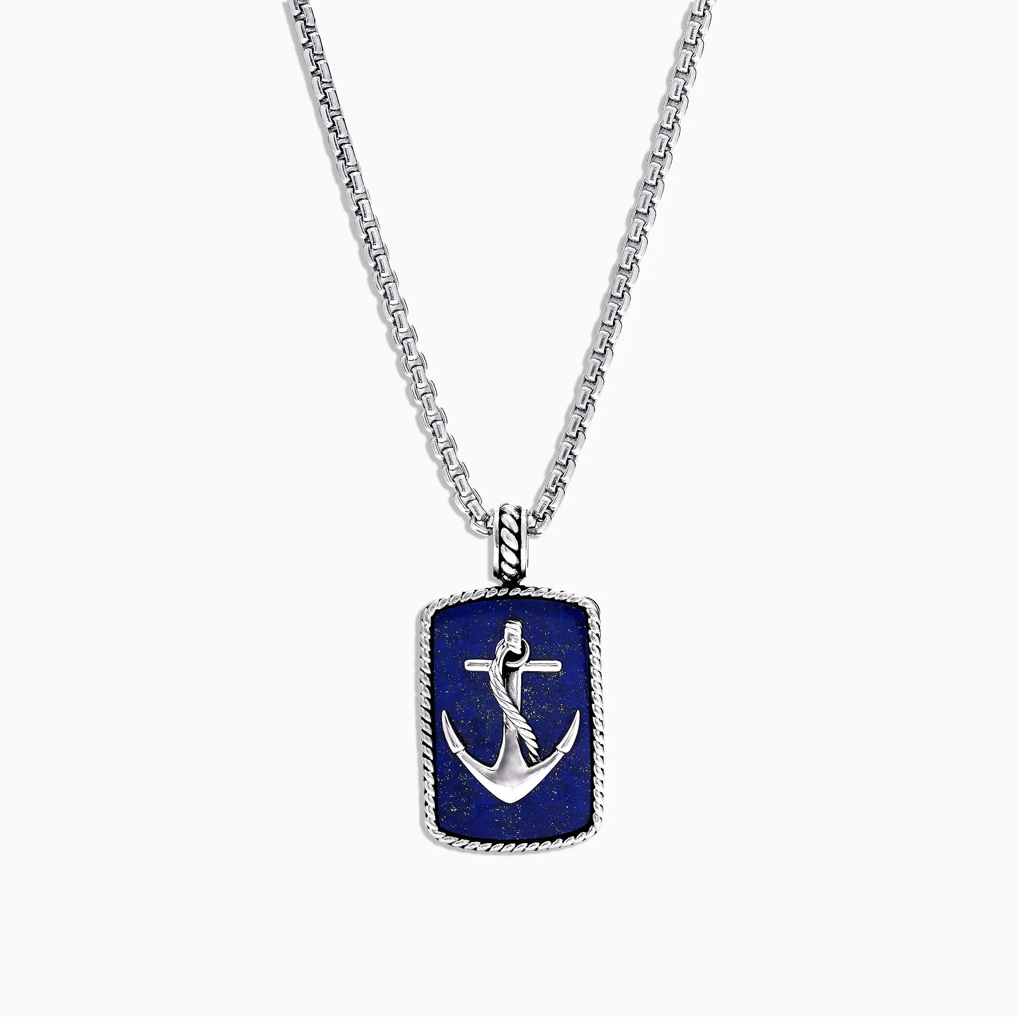 Men's Sterling Silver Lapis Lazuli Anchor Dog Tag Pendant, 18.85 TCW sold by Effy