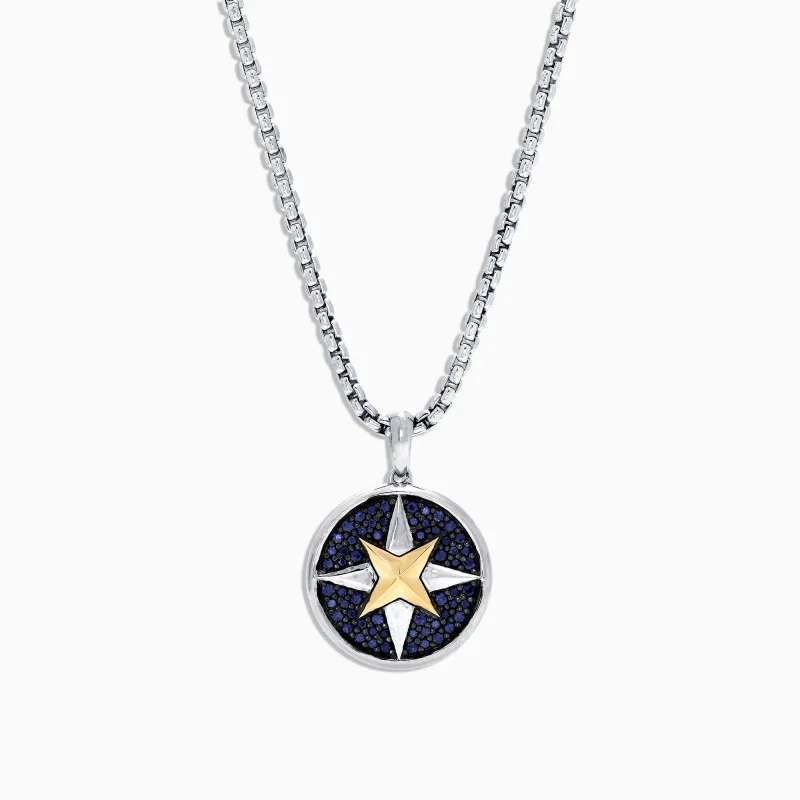 Men's Sterling Silver & 18K Gold Sapphire Compass Pendant, 1.00 TCW sold by Effy