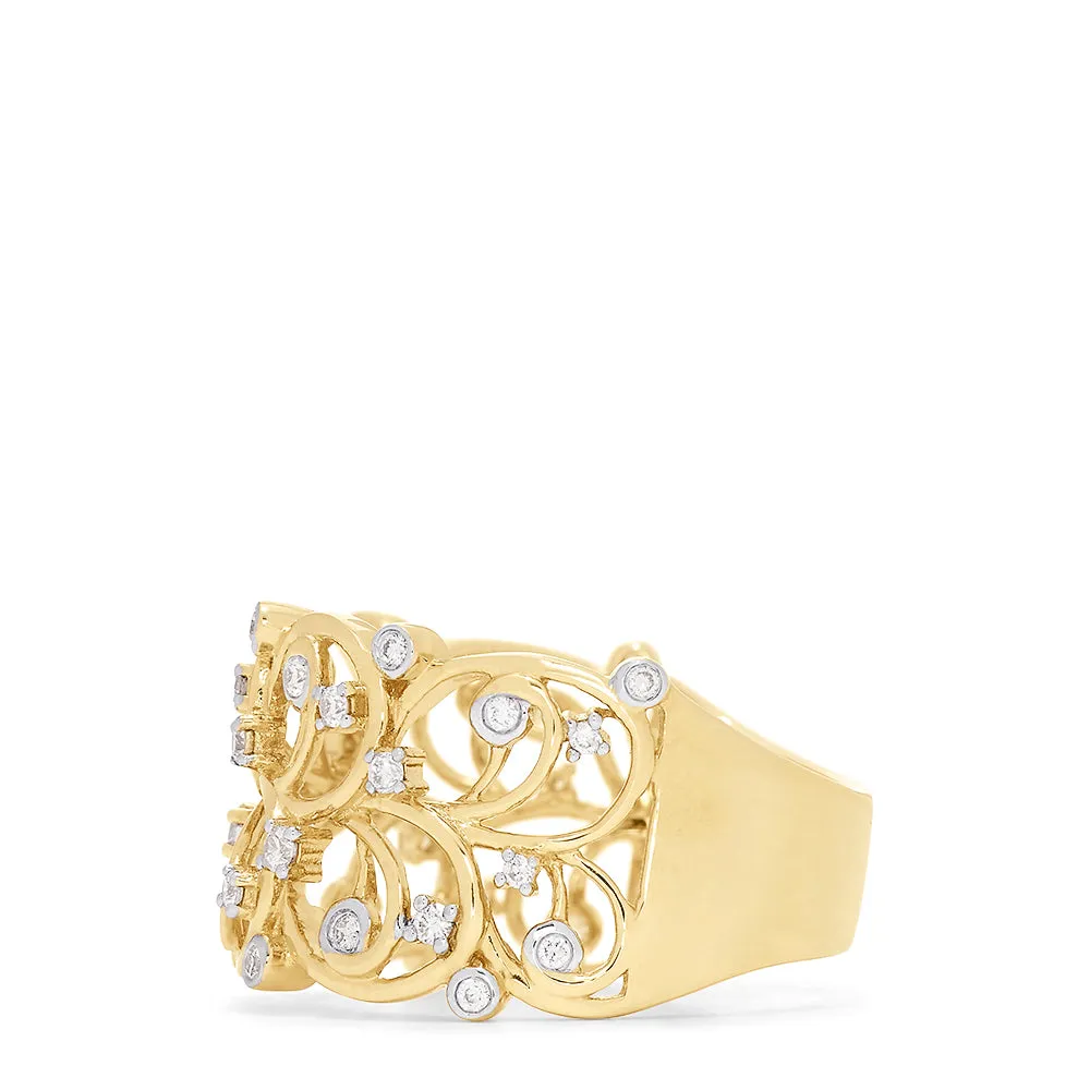 D'Oro 14K Yellow Gold Diamond Vine Ring, 0.26 TCW sold by Effy product image thumbnail 3