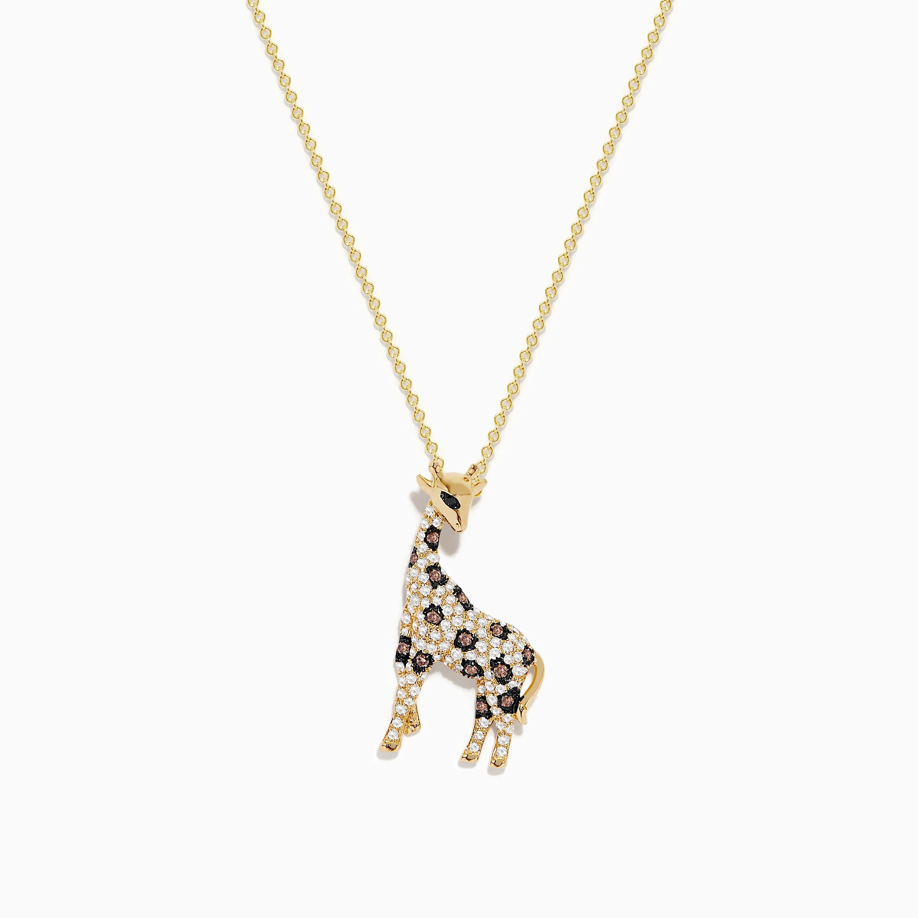 Safari 14K Yellow Gold Espresso & White Diamond Giraffe Pendant, 0.43 TCW sold by Effy