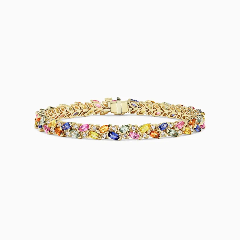 Watercolors 14K Gold Multi Sapphire & Diamond Bracelet, 11.09 TCW sold by Effy